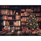 Laden Sie das Bild in den Galerie-Viewer, Fox Rolled Bookcase Christmas Tree Vinyl Backdrop - Foxbackdrop