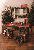 Laden Sie das Bild in den Galerie-Viewer, Fox Christmas Tree Dining Table Fabric/Vinyl Backdrop Designed by Magda