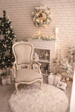 Laden Sie das Bild in den Galerie-Viewer, Fox White Christmas Chair Fabric/Vinyl Backdrop Designed by Magda