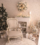 Laden Sie das Bild in den Galerie-Viewer, Fox White Christmas Chair Fabric/Vinyl Backdrop Designed by Magda