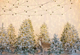 Laden Sie das Bild in den Galerie-Viewer, Fox Christmas Tree Deer Light Photography Vinyl Photo Backdrop - Foxbackdrop