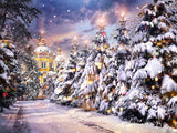 Laden Sie das Bild in den Galerie-Viewer, Fox Rolled Christmas Trees Castle Vinyl Christmas Backdrops - Foxbackdrop