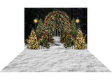 Laden Sie das Bild in den Galerie-Viewer, Fabric/Vinyl Christmas snow backdrop+Fabric/Vinyl snow floor drop combo set