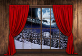 Laden Sie das Bild in den Galerie-Viewer, Fox Snow Outside the Window Winter Christmas Fabric/Vinyl Backdrop