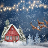 Laden Sie das Bild in den Galerie-Viewer, Fox Merry Christmas Winter is Coming Fabric/Vinyl Photos Backdrop