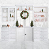 Laden Sie das Bild in den Galerie-Viewer, Fox White Christmas Kitchen Fabric/Vinyl Backdrop Designed by JT photography