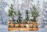 Laden Sie das Bild in den Galerie-Viewer, Fox Winter Christmas Tree Fabric/Vinyl Photography Backdrop