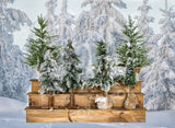 Laden Sie das Bild in den Galerie-Viewer, Fox Winter Christmas Tree Fabric/Vinyl Photography Backdrop