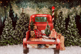 Laden Sie das Bild in den Galerie-Viewer, Fox Winter Christmas Car Trees Fabric/Vinyl Backdrop