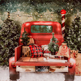 Laden Sie das Bild in den Galerie-Viewer, Fox Winter Christmas Car Trees Fabric/Vinyl Backdrop