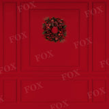 Laden Sie das Bild in den Galerie-Viewer, Fox Christmas Vintage Red Wall Wreath Backdrop Fabric/Vinyl Designed by JT photography