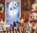 Laden Sie das Bild in den Galerie-Viewer, Fox Christmas Windows Gifts Fabric/Vinyl Backdrop