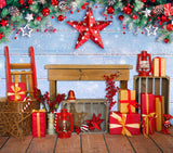 Laden Sie das Bild in den Galerie-Viewer, Fox Christmas Red Gift Wall Winter Fabric/Vinyl Backdrop