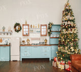 Laden Sie das Bild in den Galerie-Viewer, Fox Christmas Tree Cupboard Fabric/Vinyl Photography Backdrop