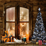 Laden Sie das Bild in den Galerie-Viewer, Fox Christmas Log Cabin Winter Window Fabric/Vinyl Backdrop