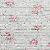 Laden Sie das Bild in den Galerie-Viewer, Fox Rolled Pink Flowers Grey Brick Vinyl Photo Backdrop-Foxbackdrop