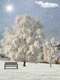 Laden Sie das Bild in den Galerie-Viewer, Fox Rolled Winter Snow Trees Vinyl Photography Backdrop-Foxbackdrop