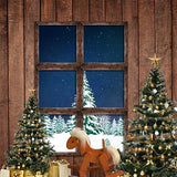 Laden Sie das Bild in den Galerie-Viewer, Fox Christmas Trees Wall Window Vinyl Backdrop for Children-Foxbackdrop