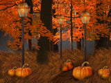 Laden Sie das Bild in den Galerie-Viewer, Fox Autumn Photos Yellow Leaves Pumkin Vinyl Backdrop-Foxbackdrop