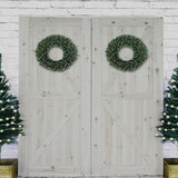 Laden Sie das Bild in den Galerie-Viewer, Fox Rolled Brick Wall Wood Door Christmas Tree Vinyl Backdrop-Foxbackdrop