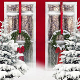 Laden Sie das Bild in den Galerie-Viewer, Fox Rolled Red Door Snow Christmas Vinyl Backdrop-Foxbackdrop