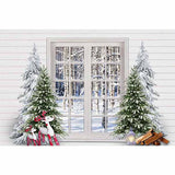 Laden Sie das Bild in den Galerie-Viewer, Fox Rolled Christmas Trees Window Vinyl Backdrop - Foxbackdrop