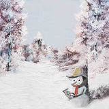 Laden Sie das Bild in den Galerie-Viewer, Fox Rolled Winter Snowman Trees Outdoor Vinyl Backdrop-Foxbackdrop