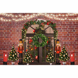 Laden Sie das Bild in den Galerie-Viewer, Fox Rolled Christmas Doors Lights Vinyl Backdrops - Foxbackdrop