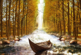 Laden Sie das Bild in den Galerie-Viewer, Fox Rolled Autumn Stream Yellow Trees Vinyl Backdrop-Foxbackdrop