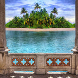 Laden Sie das Bild in den Galerie-Viewer, Fox Island River Stone Pillar Trees Vinyl Backdrop-Foxbackdrop