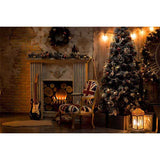 Laden Sie das Bild in den Galerie-Viewer, Fox Rolled Christmas Trees Fireplace Vinyl Backdrops for Photography - Foxbackdrop