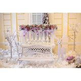 Laden Sie das Bild in den Galerie-Viewer, Fox Rolled Christmas Chair Snow Vinyl Photography Backdrop - Foxbackdrop