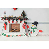 Laden Sie das Bild in den Galerie-Viewer, Fox Rolled Christmas Fireplace Snowman Vinyl Backdrop - Foxbackdrop