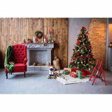 Laden Sie das Bild in den Galerie-Viewer, Fox Rolled Christmas Trees Fireplace Vinyl Photo Backdrop-Foxbackdrop