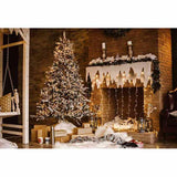 Laden Sie das Bild in den Galerie-Viewer, Fox Rolled Christmas Lights Fireplace Vinyl Photography Backdrop-Foxbackdrop