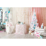 Laden Sie das Bild in den Galerie-Viewer, Fox Rolled Pink White Christmas Vinyl Photography Backdrop - Foxbackdrop