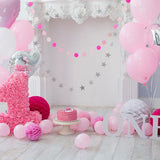 Laden Sie das Bild in den Galerie-Viewer, Fox Rolled Pink Balloons Girl Birthday Cake Smash Vinyl Backdrop-Foxbackdrop