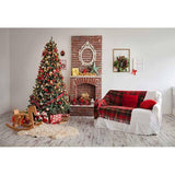 Laden Sie das Bild in den Galerie-Viewer, Fox Rolled Christmas Trees Fireplace Vinyl Photo Backdrop-Foxbackdrop