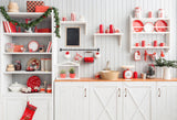 Laden Sie das Bild in den Galerie-Viewer, Fox Christmas Kitchen Vinyl Cloth Backdrop - Foxbackdrop