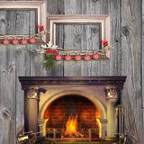 Laden Sie das Bild in den Galerie-Viewer, Fox Rolled Wood Fireplace Christmas Party Vinyl Backdrops-Foxbackdrop