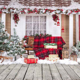 Laden Sie das Bild in den Galerie-Viewer, Fox Rolled Christmas Outdoor Thick Vinyl Backdrop - Foxbackdrop