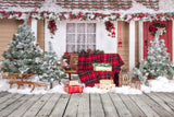 Laden Sie das Bild in den Galerie-Viewer, Fox Rolled Christmas Outdoor Thick Vinyl Backdrop-Foxbackdrop