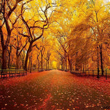 Laden Sie das Bild in den Galerie-Viewer, Fox Autumn Avenue Yellow Leaves Vinyl Photos Backdrop-Foxbackdrop