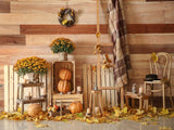 Laden Sie das Bild in den Galerie-Viewer, Fox Rolled Wood Thanksgiving Vinyl Photography Backdrop-Foxbackdrop