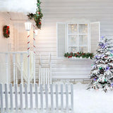 Laden Sie das Bild in den Galerie-Viewer, Fox Christmas Trees Winter Snow Vinyl White Backdrop-Foxbackdrop