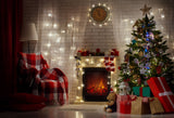 Laden Sie das Bild in den Galerie-Viewer, Fox Christmas Tree Fireplace Vinyl Photo Backdrops - Foxbackdrop