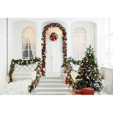 Laden Sie das Bild in den Galerie-Viewer, Fox Christmas White House Snow Vinyl Photo Backdrop-Foxbackdrop