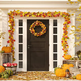 Laden Sie das Bild in den Galerie-Viewer, Fox Rolled Thanksgiving Day Front Door Vinyl Backdrops-Foxbackdrop