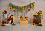 Laden Sie das Bild in den Galerie-Viewer, Fox Sunflowers Children Vinyl Photo Backdrop Design By Neiva-Foxbackdrop