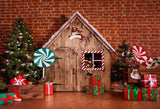 Laden Sie das Bild in den Galerie-Viewer, Fox Christmas Cabin Rolled Vinyl Photos Backdrops-Foxbackdrop